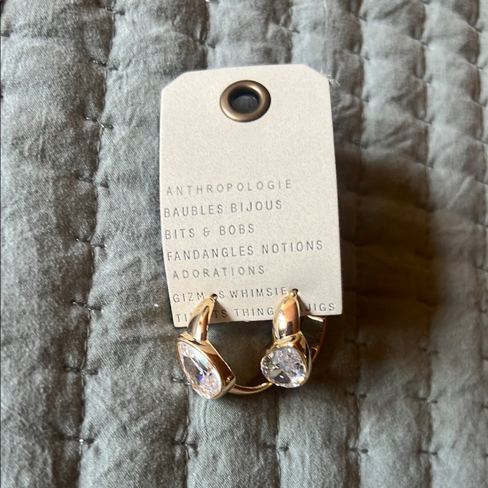 Anthropologie Gold and Crystal Earrings